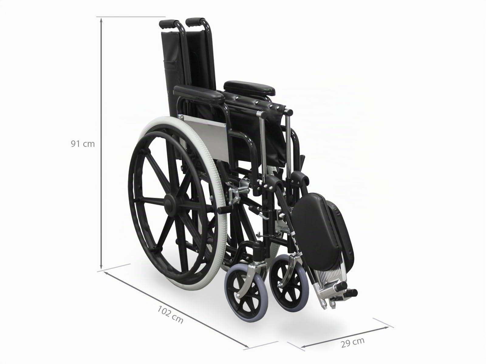 Rollstuhl klappbar leichtgewicht – Selbstfahrender Rollstuhl mit Fußstützen bis 90° verstellbar, stabiler Stahlrahmen, leicht faltbar, Handbremsen, 15 kg – WELLCORE