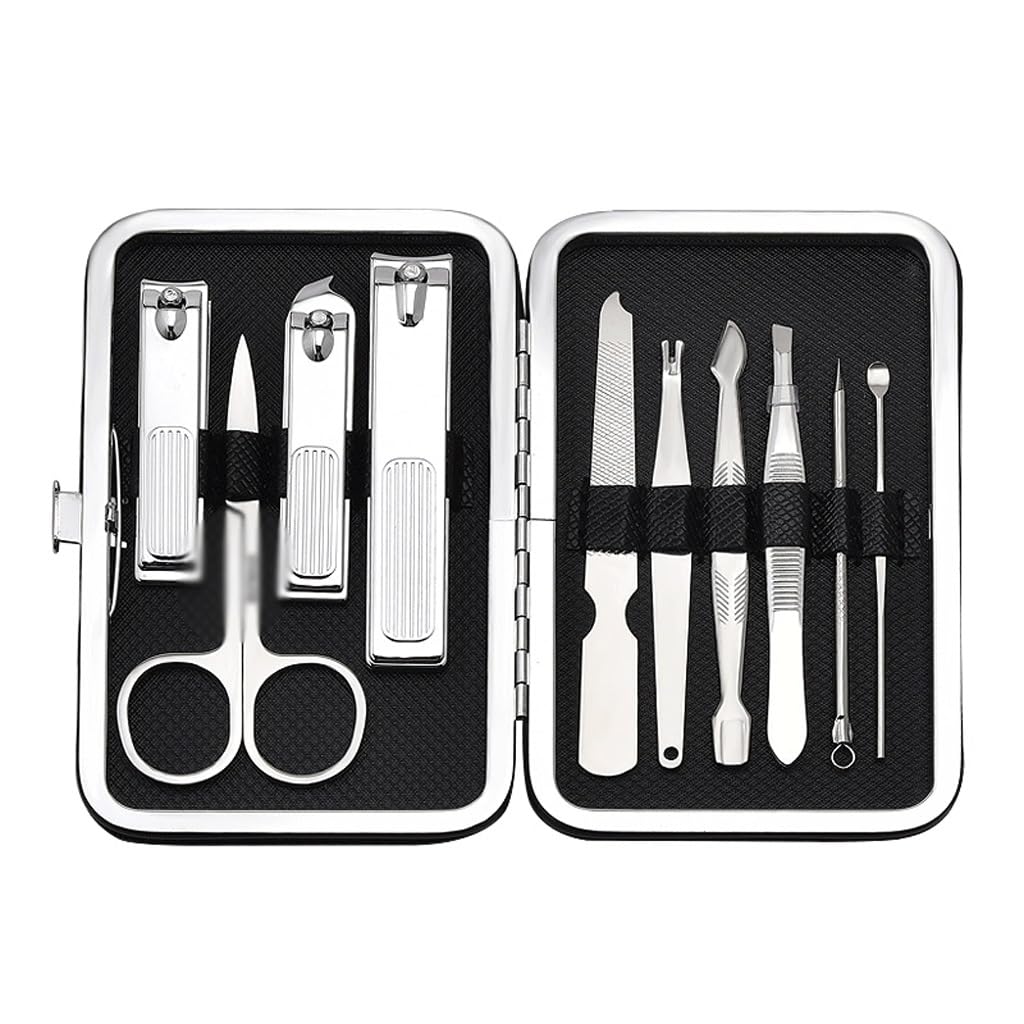 Portable Stainless Steel Nail Scissors Set 10 Piece Manicure and Enhancer Tools
