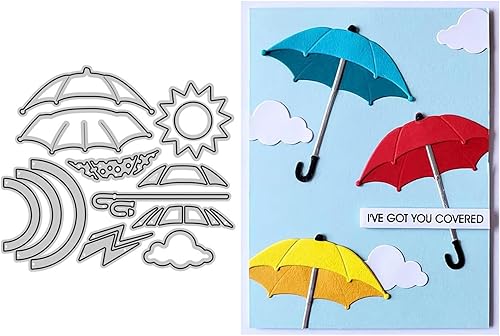 Miniatura 1 de Troqueles de paraguas y sol para hacer tarjetas, troqueles de corte de metal, troqueles de papel para álbumes de recortes, suministros de