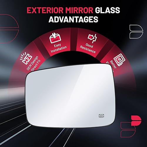 Miniatura 5 de BDFHYK Vidrio de espejo compatible con Dodge Ram 1500 2500 2009-2018, espejo exterior de vista lateral con placa de respaldo, reemplaza 68050299AA