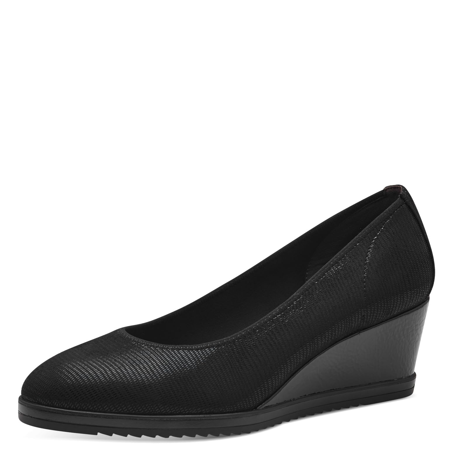 Tamaris Women's Textile Wedge Heel Pumps, Black Structure, 6.5 UK