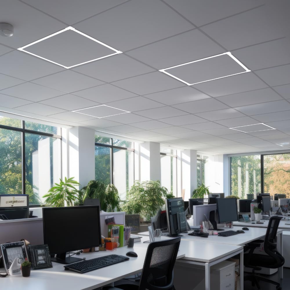 LUXULA 4er Pack beleuchteter LED Rahmen 62x62cm - steckbarer Leuchtrahmen - 40W 4000lm - 4000K Neutralweiß - inkl. 230V Netzteil - Lichtdesign - Alternative zu LED-Panel Rasterleuchte Einbaulampe