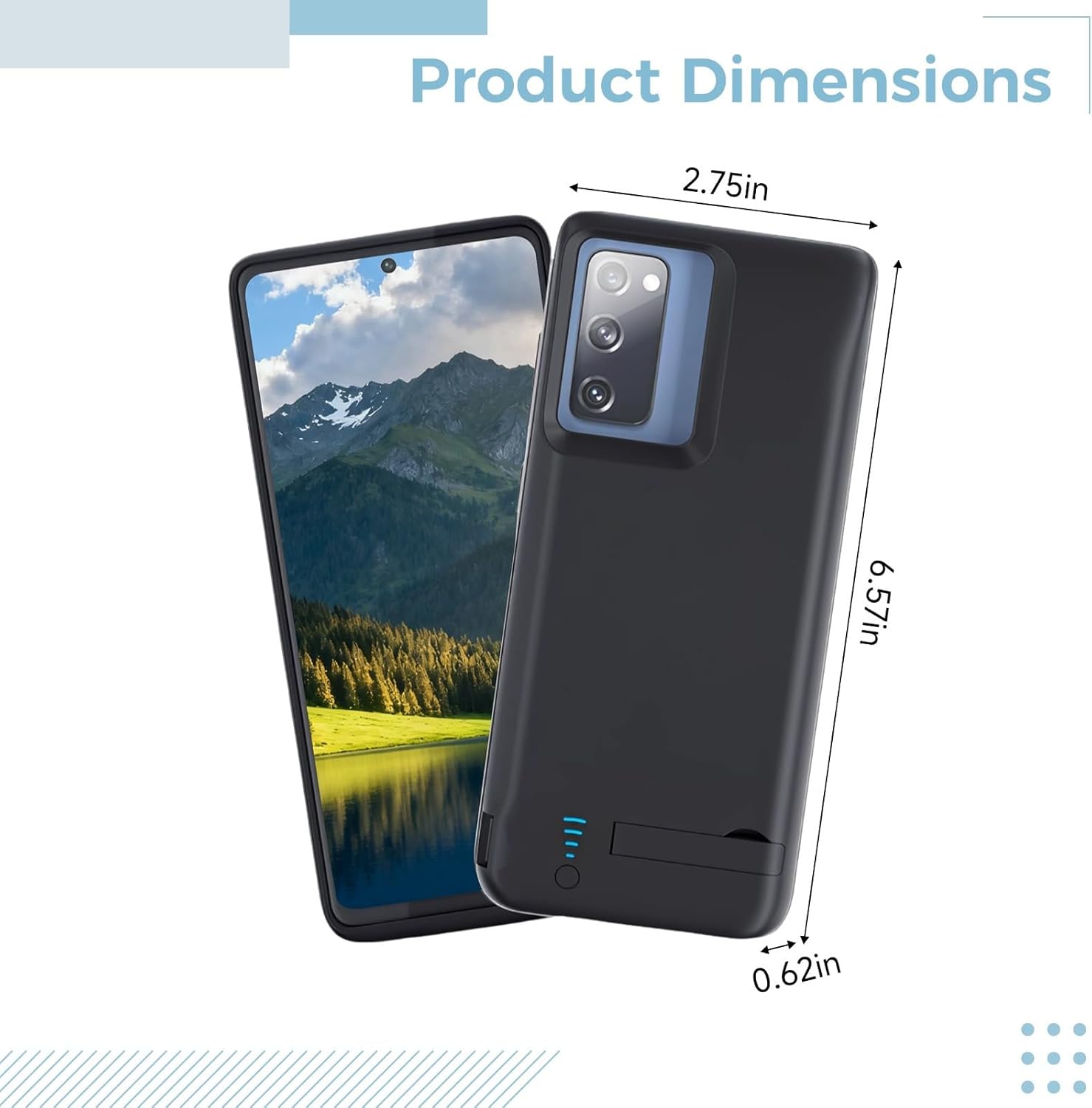 Compatible With S20 Fe Battery Case 5000Mah Kickstand, Full Edge Protection, Portable Charger, Matte Black, 16.7 X 7.0 X 1.6 Cm