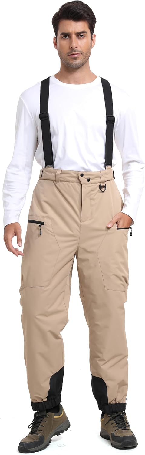 BenBoy Men's Snow Bibs Baggy Adjustable Suspender Ski Pants Waterproof Insulated Overalls Winter Snowboarding