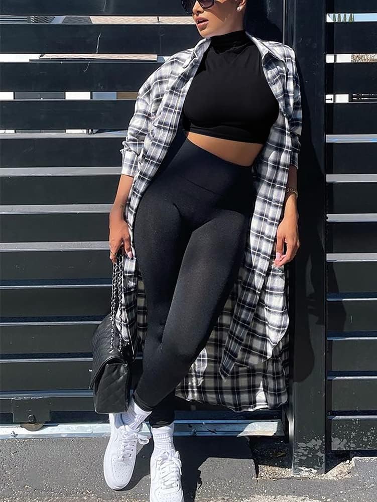 LCNBA Women's Long Sleeve Crop Top Turtleneck Sexy Basic Cropped Tops Shirt - Image 3