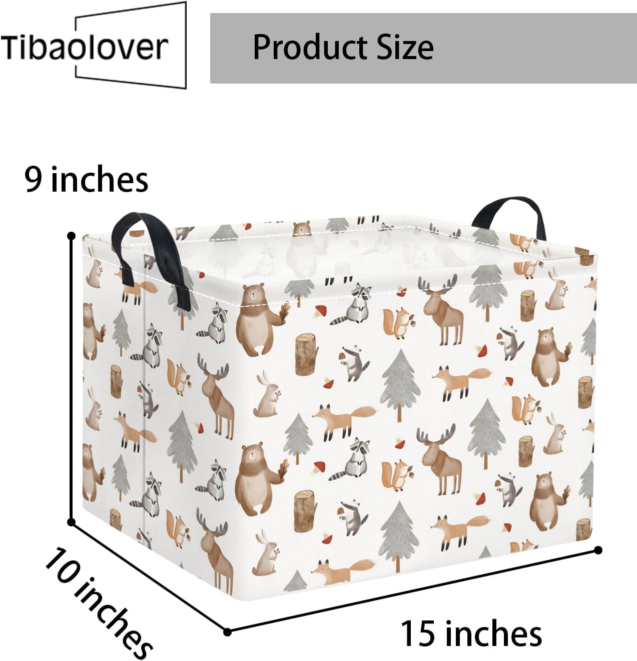 Rectangular Valentines Basket for Women Girls Storage Bin Organizer Box Shelf Room Decor(Grey Animal) image 2