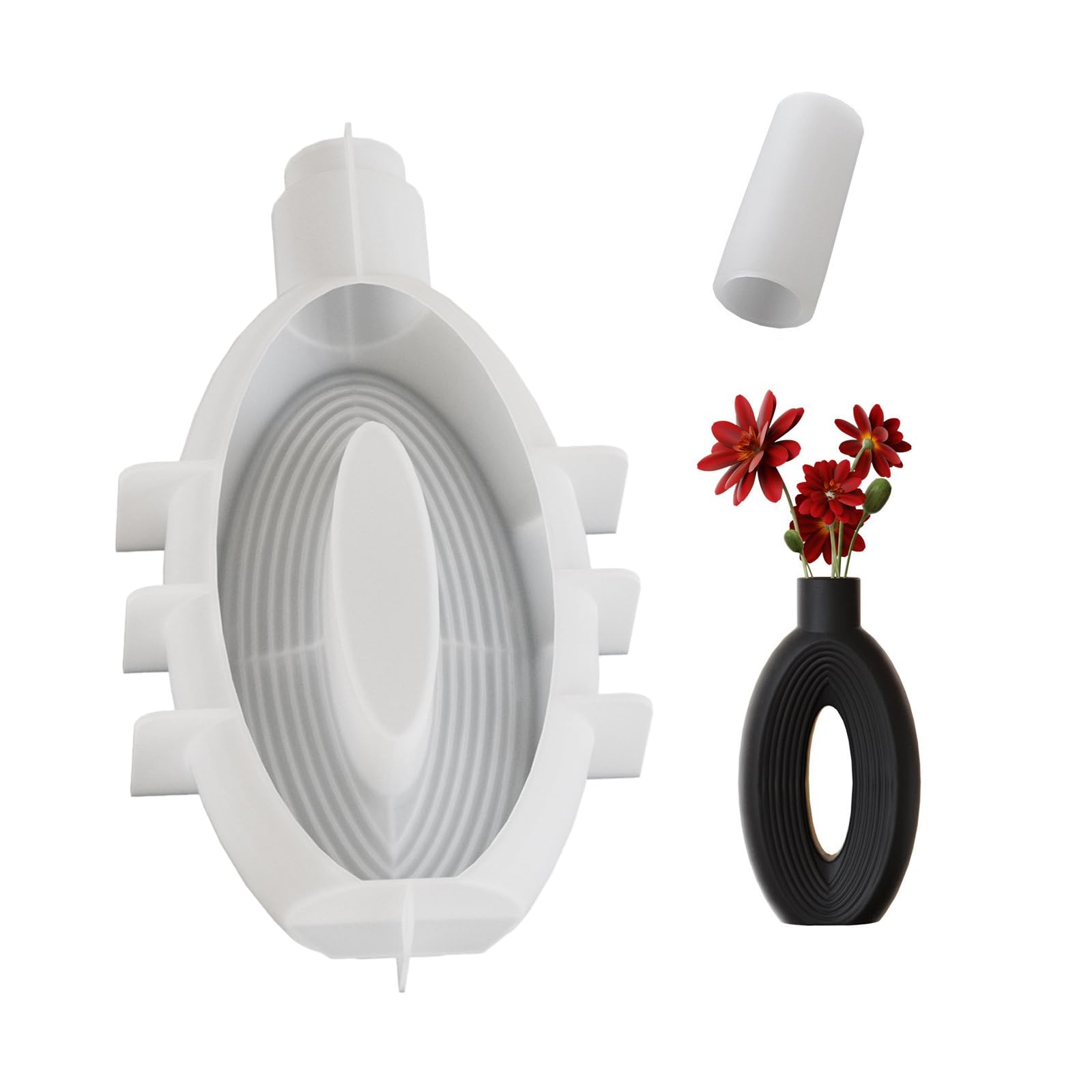 NEWFT Silicone Mold for Geometry Circular Flower Vase Decorative Planter Accessory Mould Tabletop Decoration Molding Tool