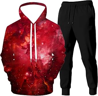 Men 3D Digital Printed Hoodie and Sweatpants Name Pullover Hoodie Suit 2 Piece Outfit