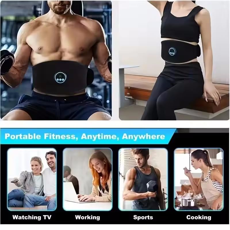 Ziyan EMS trener mięśni brzucha elektryczny, urządzenie do treningu EMS, pas do redukcji brzucha, masażer fitness, pas do talii, trening brzucha, fitness dla mężczyzn i kobiet