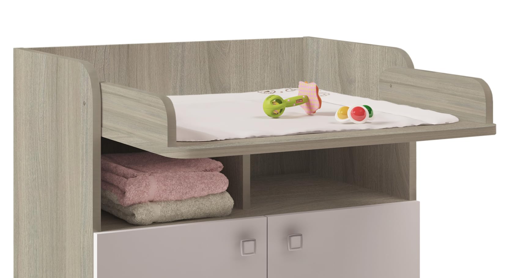 AVANTI TRENDSTORE - Lena - Fasciatoio in legno laminato, con superficie pieghevole. Disponiible in diverse colorazioni. Dimensioni LAP 70x86x47 cm. (Olmo/Bianco)