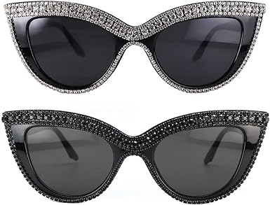 Amazon.com: Gafas de sol de ojo de gato con diamantes de imitación de cristal  negro con marco de plástico : Ropa, Zapatos y Joyería