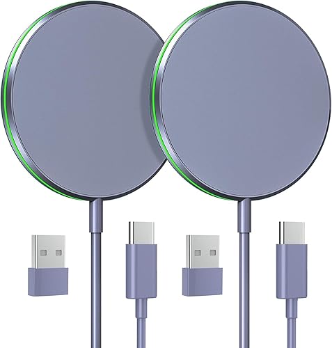 Paquete de 2 cargadores inalámbricos magnéticos de 15 W, cargador rápido Apple Mag-Safe para iPhone 1615141312, almohadilla de carga inalámbrica