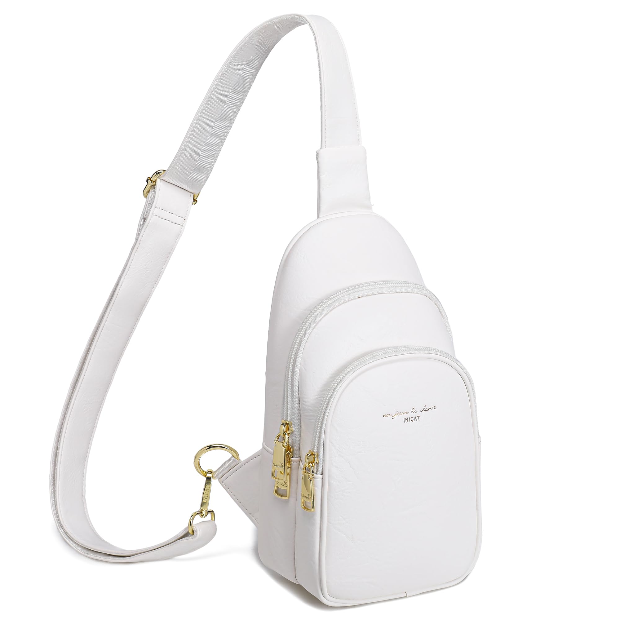 INICAT Crossbody Sling Bags Fanny Packs Purses Chest Bag for Women(White)