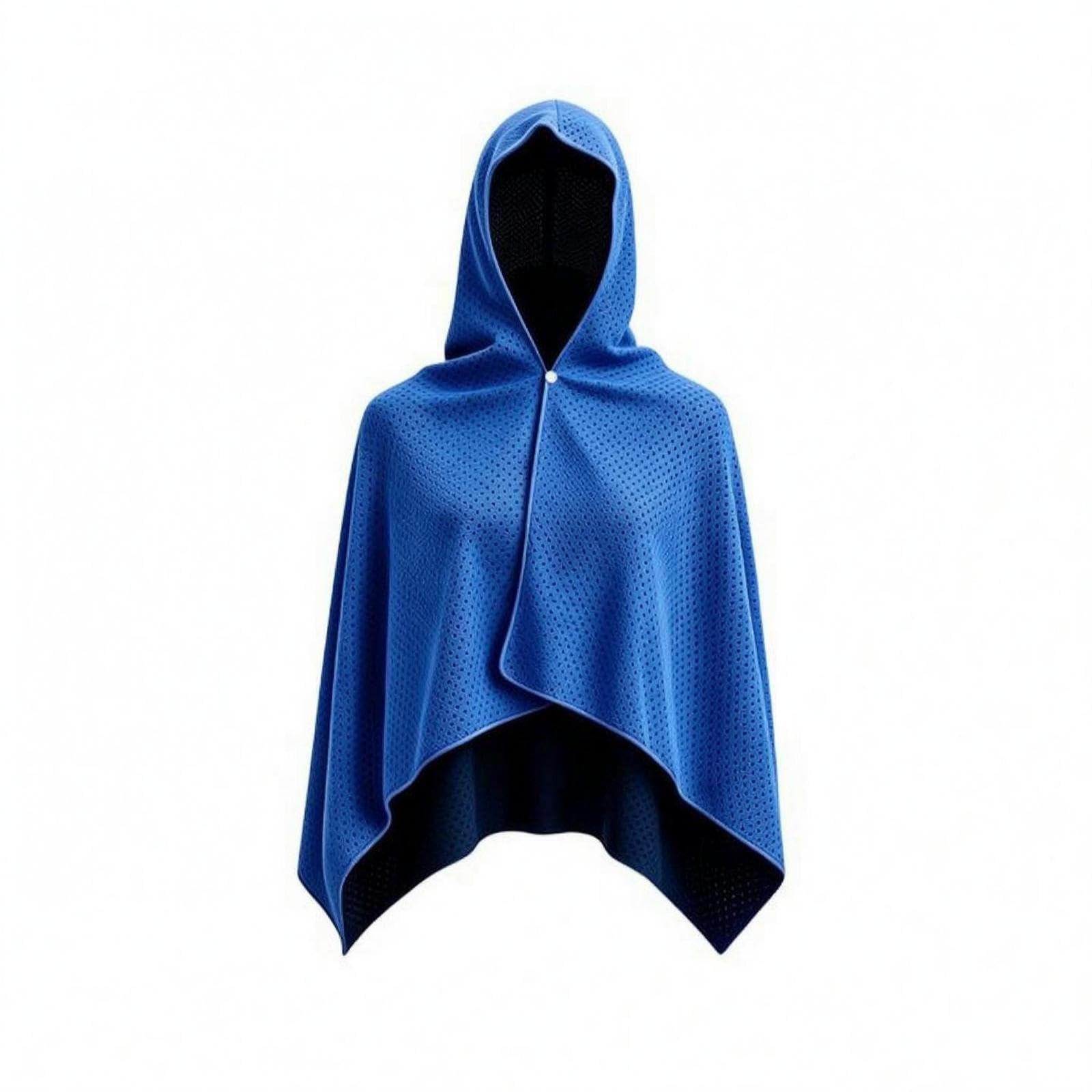 Hooded Sun Shroud Breathable Sun Protection Shawl Quick-Quick-Dry Mesh Poncho Royal Blue-image-12