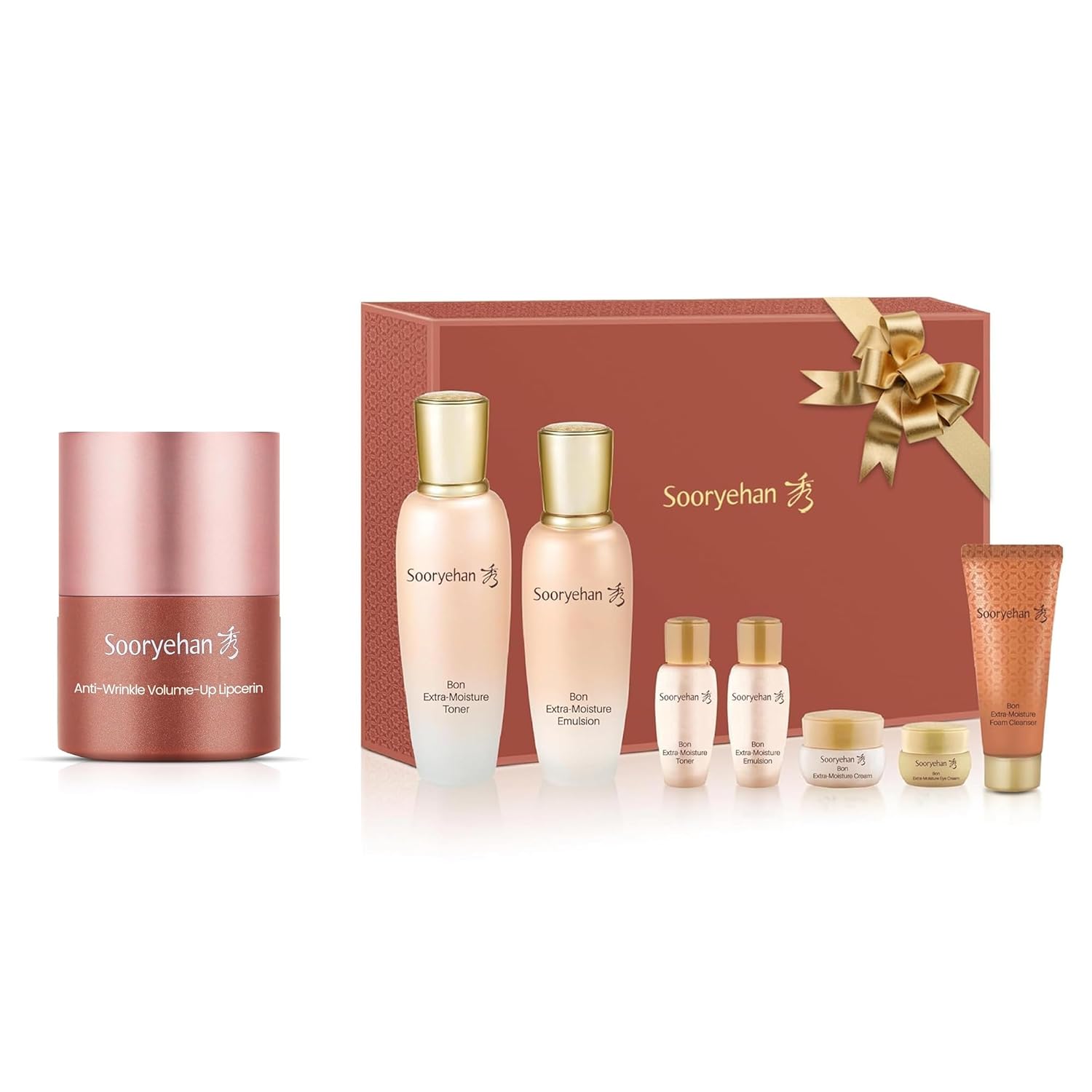 Sooryehan Bon Extra Moisture Korean Skin Care Gift Set (13.01 Fl Oz) & Tinted Lip Balm Lipcerin (0.5fl oz) -Korean Makeup. Plumping, Hydrating, Nourishing Lip Care for Dry, Chapped Lips. Sooryehan Bon Extra Moisture Korean Skin Care Gift Set (13.01 Fl Oz) & Tinted Lip Balm Lipcerin (0.5fl oz) -Korean Makeup. Plumping, Hydrating, Nourishing Lip Care for Dry, Chapped Lips.