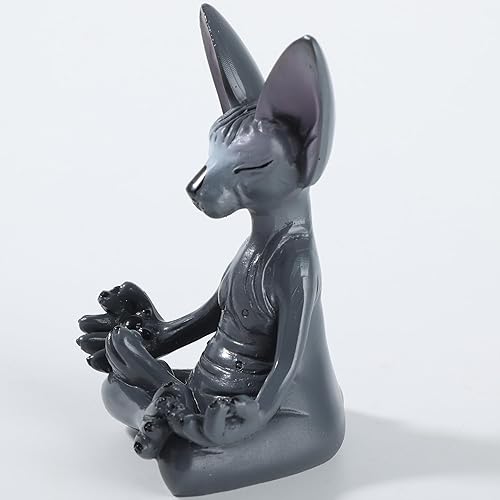 Miniatura 7 de UITWMKTG Paquete de 2 estatuas de gato Sphynx, decoración moderna para el hogar, sala de yoga, estante, escultura de oficina, sala de estar,