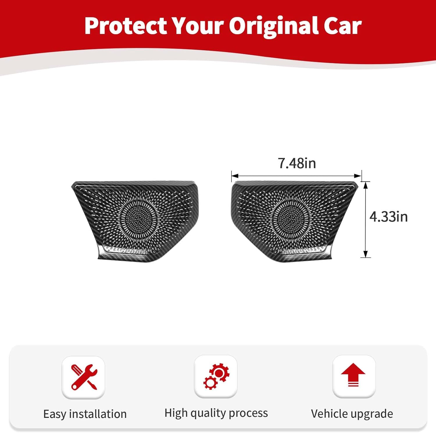 RT-TCZ for Jeep JL A Pillar Speaker Panel Trim Cover for Jeep Wrangler JL JLU 2018-Present for Gladiaotr JT 2020-Present Carbon Fiber Interior Accessories 2pcs