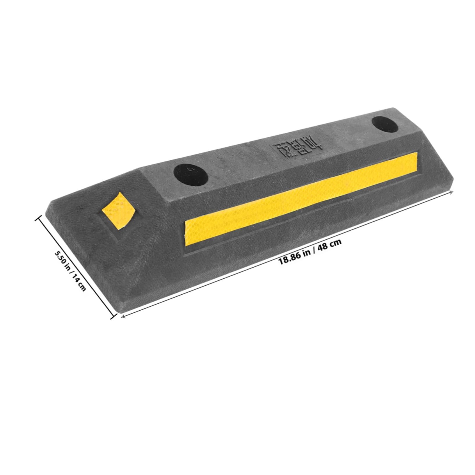 Tope de Rueda de Caucho Reforzado 480x130x80 Mm, Bloqueador de Aparcamiento para Garaje, Ayuda para Estacionar Vehículos, Indicador de Parada Alta Resistencia y Cinta Reflectante