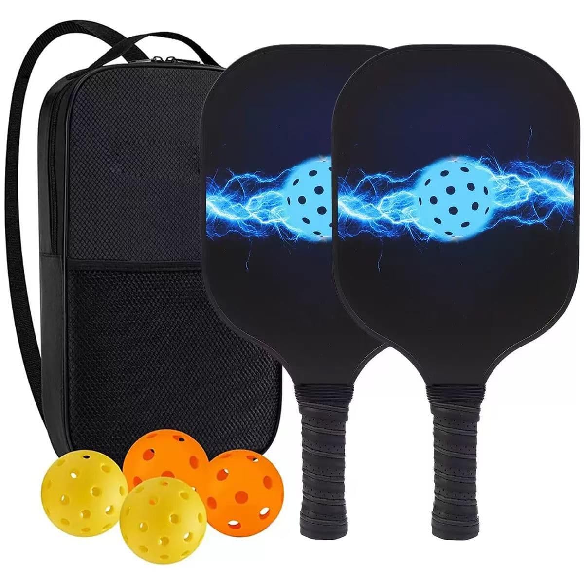 FIT FORGE Pickleball Paddle Set – 2 Fiberglass Paddles (1.5 Cm), 4 Pickleballs, Dual Paddle Cover Bag & Cushioned Comfort Grip – Durable Outdoor Game, Carbon Blue-image-31