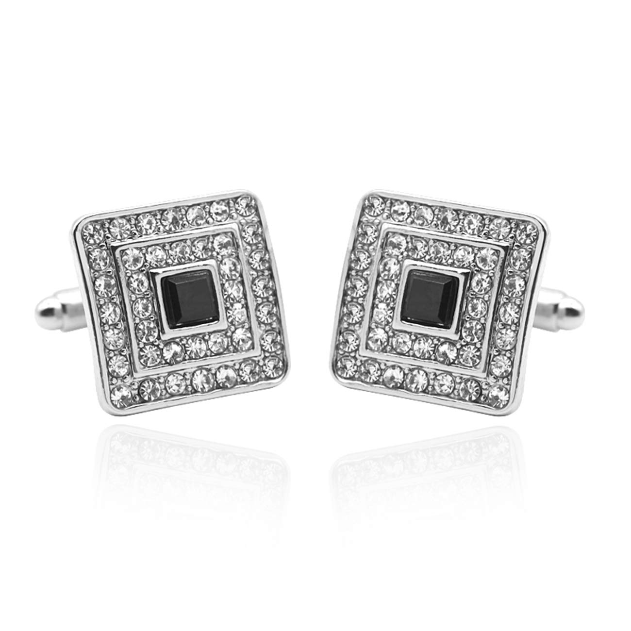 XiaoShiJie Cufflinks Cuff Links Accessories Funny Gifts Poker for Men, for Wedding, for Business - Rhinestone PXH01# (Silver)