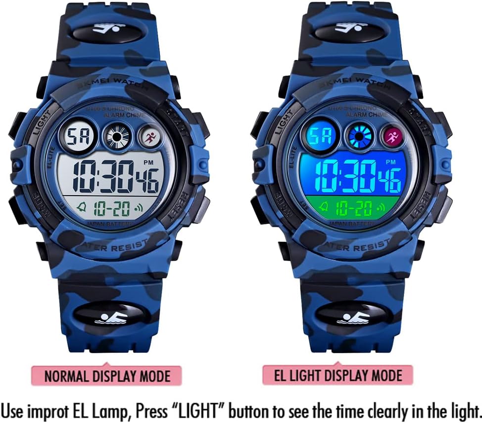 Boys Watch Digital Sports Waterproof Outdoor Kids Watches Alarm Clock 12/24 H Stopwatch Calendar 3-15 Year Old Boys Girls Wristwatch