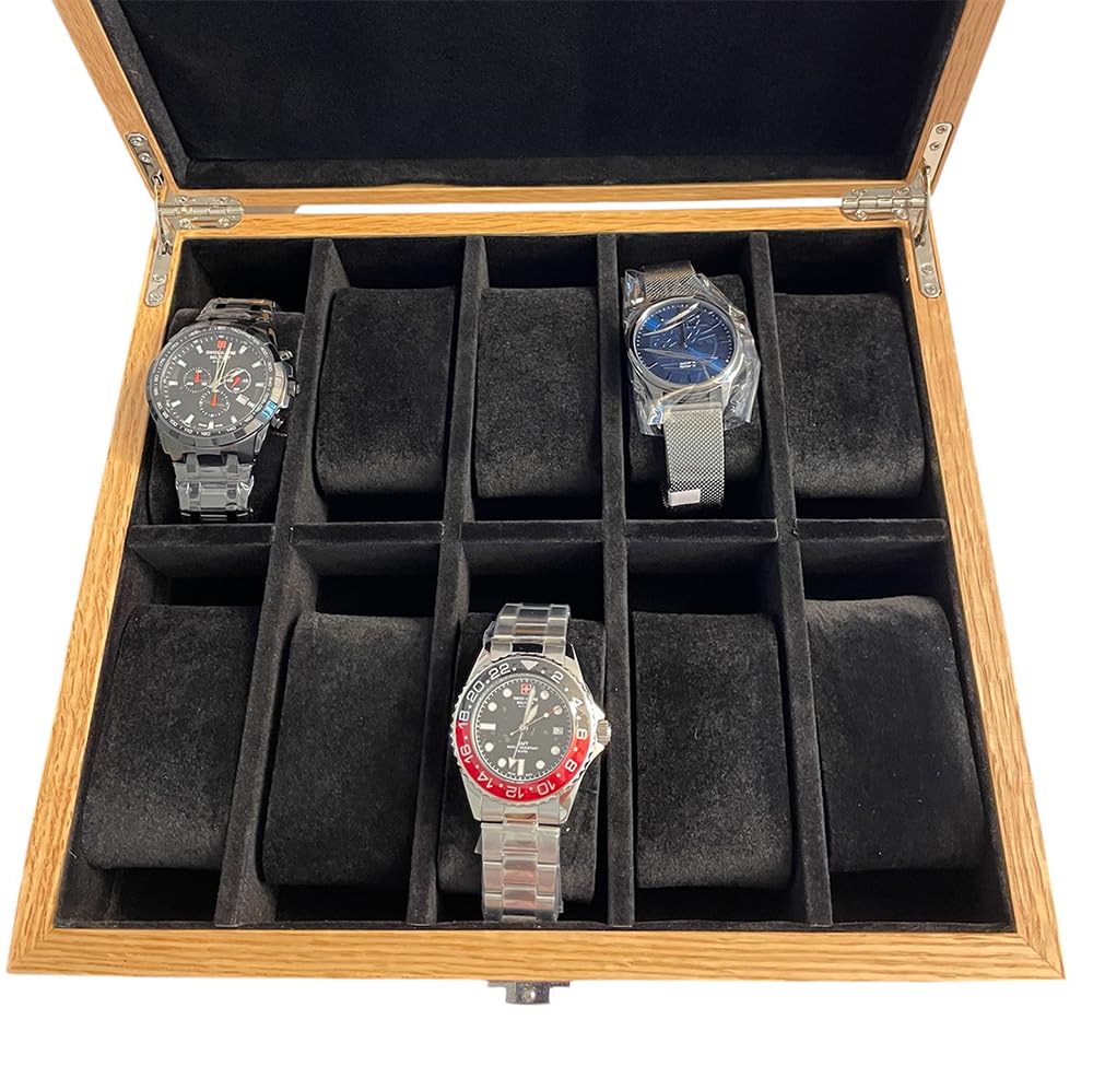 Boîtier de montre Boîte à montres en bois véritable clair pour 10 montres