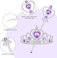 Vista 4 de Vicloon Princess Dress Up Accessories, 2PCS Princess Crown and Wands for Little Girls, Jewelry Toy Gifts Set Christmas