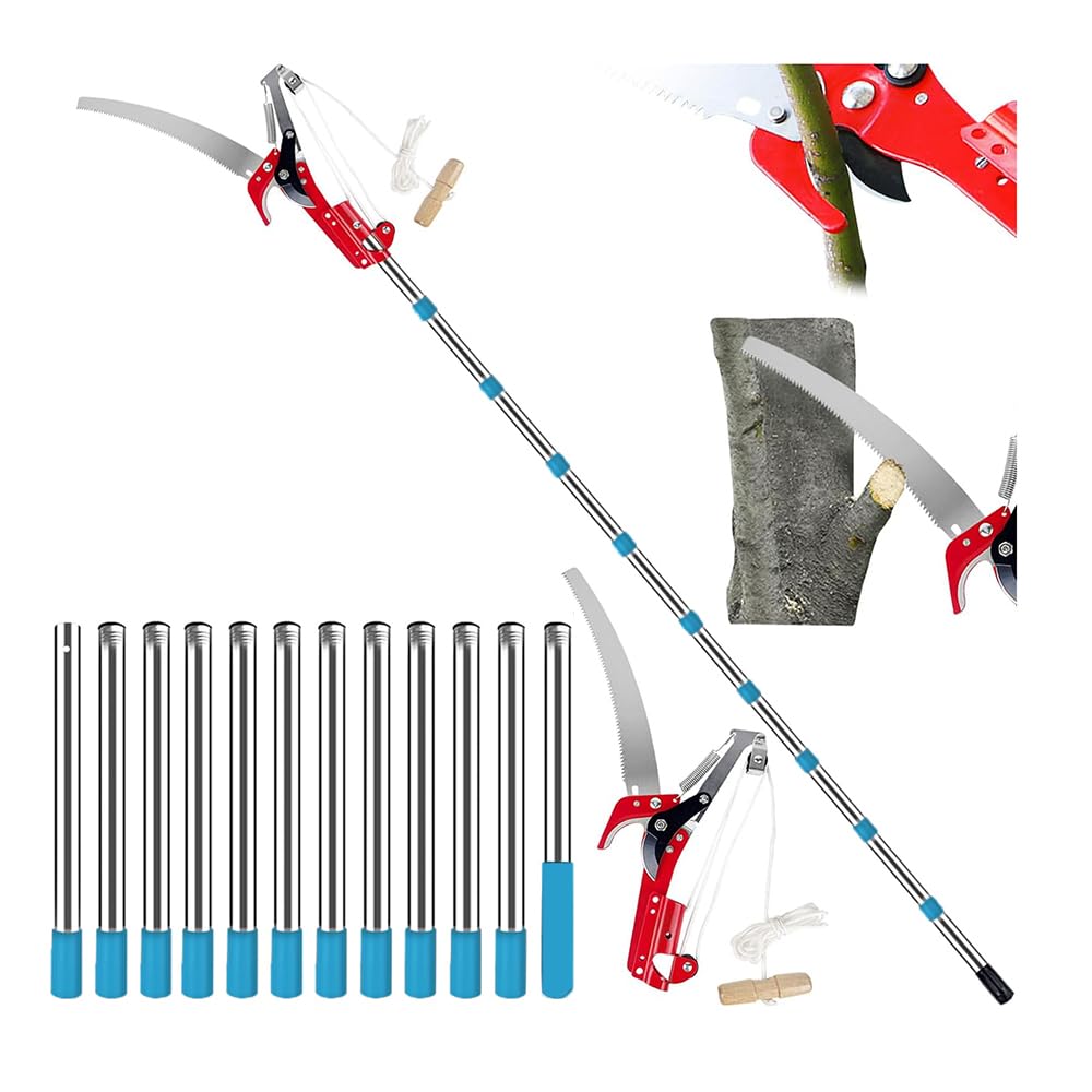 NEWFUN Sega manuale per potatura, Svettatoio Telescopico，2 In 1Taglia Rami Giardino Telescopico Manuale，da 82-528 cm，Regolabile in Altezza Attrezzi da Giardinaggio Altezza Per Segare e Cesoiare