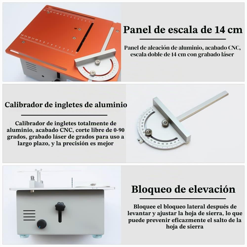 Mini sierra de mesa de 360 W para manualidades, carpintería, sierra de banco eléctrica compacta de escritorio con hoja elevable, motor dual para pulir y cortar hecha a mano