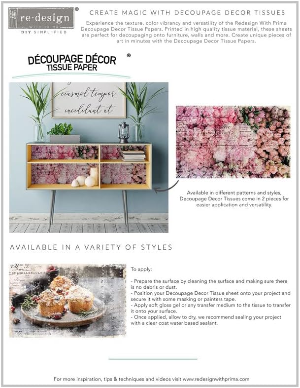 Miniatura 8 de Rediseñar con Rediseñar Decoupage Decor Papel de seda Cobalt Flourish, 1 hoja (19 x 30 pulgadas) Rediseñar papel de decoupage de tejido 655350652340