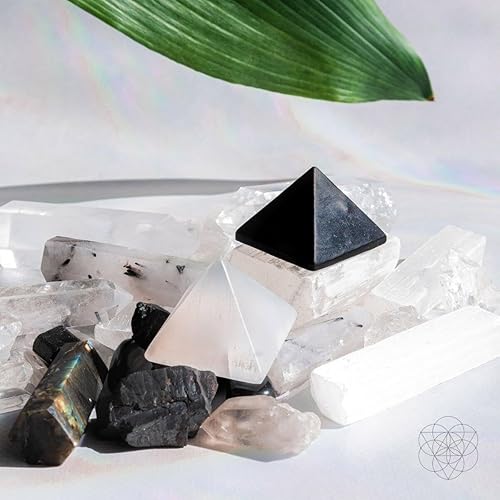 Miniatura 5 de Conscious Items - Pirámide de Shungita - Pirámides calmantes del estrés - Shungite - Pirámide de Piedra Natural - Piramida Negra - Pirámide Ansiedad