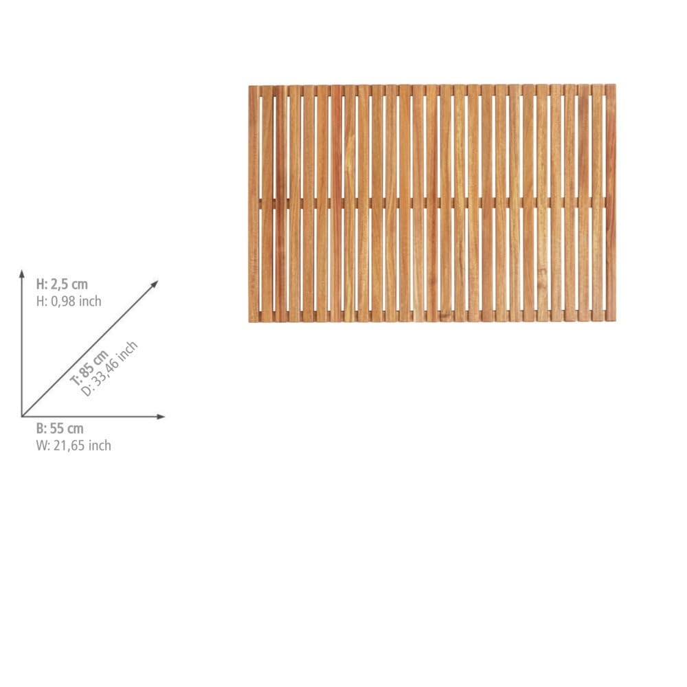 WENKO Caillebotis de bagnoire Acacia FSC® 55x85cm | Caillebotis pour la Douche | Salle de Bain, Piscine, Sauna | avec Pieds antidérapants antiglisse| Sécurité| Acacia Certifé FSC® |55x85cm | Bois