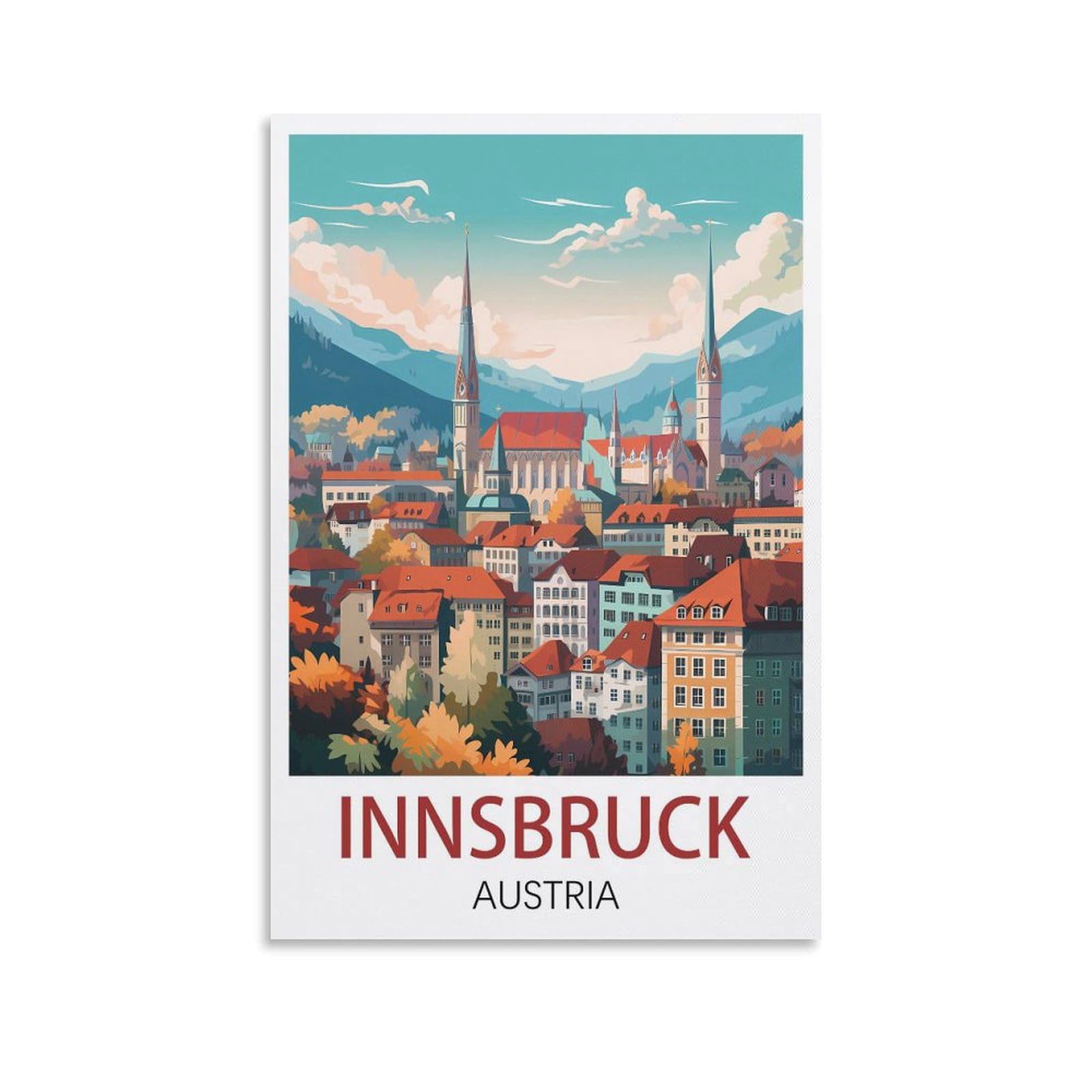 EZMLFA 5D DIY Diamond Painting Kit,Innsbruck Austria Diamond Art Kits for Beginner,Gem Art Kits Round Drill for Home Wall Decor Gifts 30x40cm