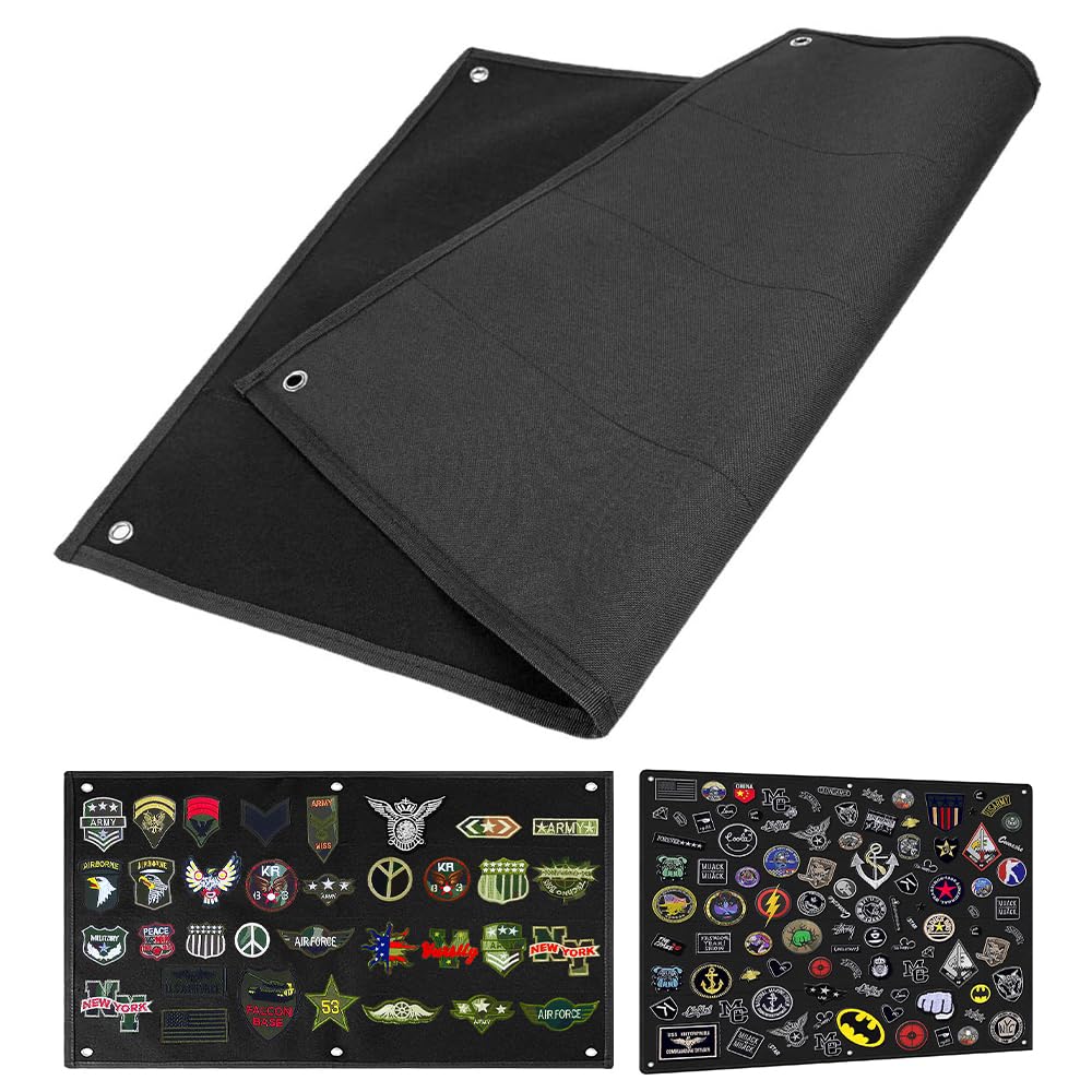 110 * 70cm Pannello Patch in Velcro, Pannello in Velcro in 1000D Oxford, per tattico, Militare, in Velcro, con 6 Occhielli, Pieghevole, Nero