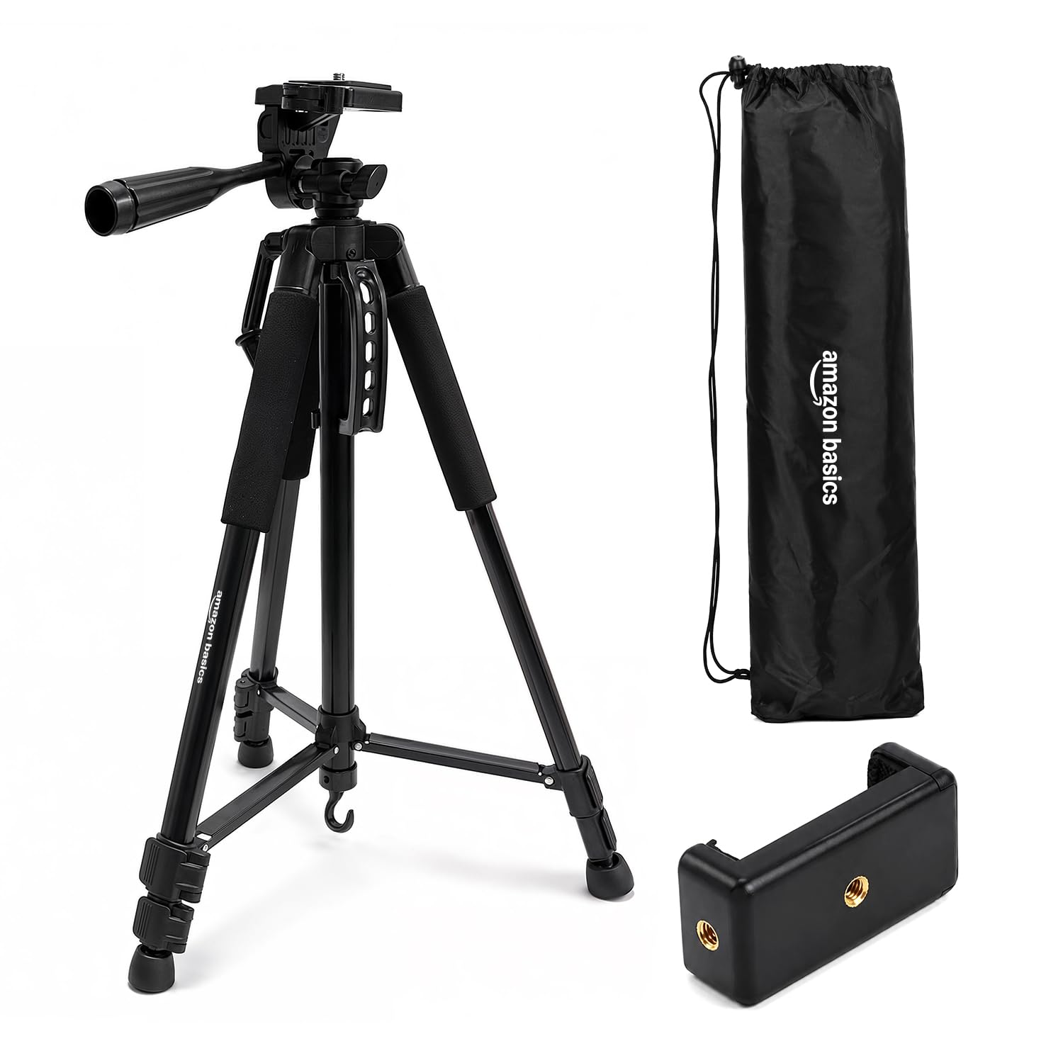 Amazon Basics 55-Inch Aluminium Tripod, Lightweight Portable Camera Tripod Stand with Carry Bag, 3-Way Pan Head, Quick Release Plate, for Smartphones, GoPro & DSLR, Load Capacity up to 5kg-image-23