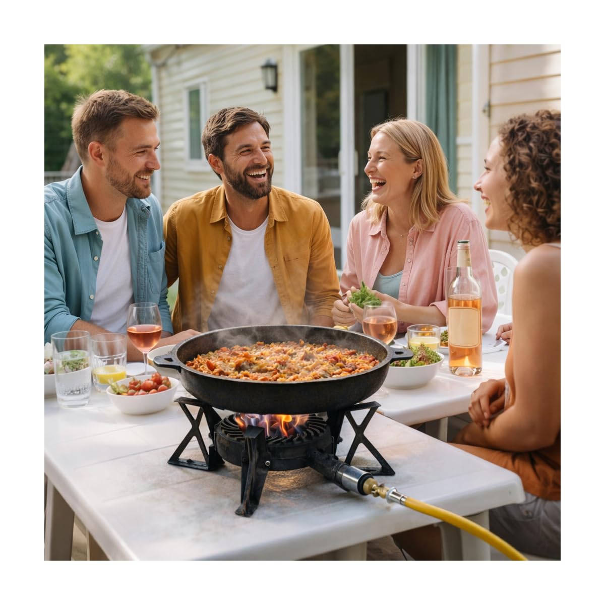 INTEC - Rechaud gaz Fonte véritable 7.5 KW 3 Pieds Traiteur Réchaud Portable Gaz Butane ou Propane Puissance réglable