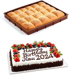 Jelly Roll Pan, Large Swiss Roll Cake Mat, 14.17x11 in Nonstick Flexible Baking Sheet for Baking Sheets (Brown-2)