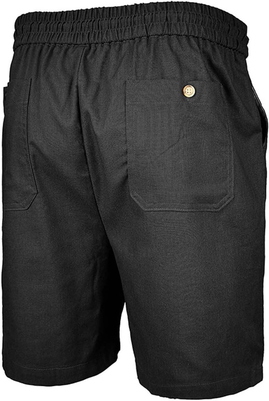 Men Casual Linen Shorts Summer Beach Vacation Shorts Gym Workout Bermuda Short Swim Trunks Board Short with Pockets