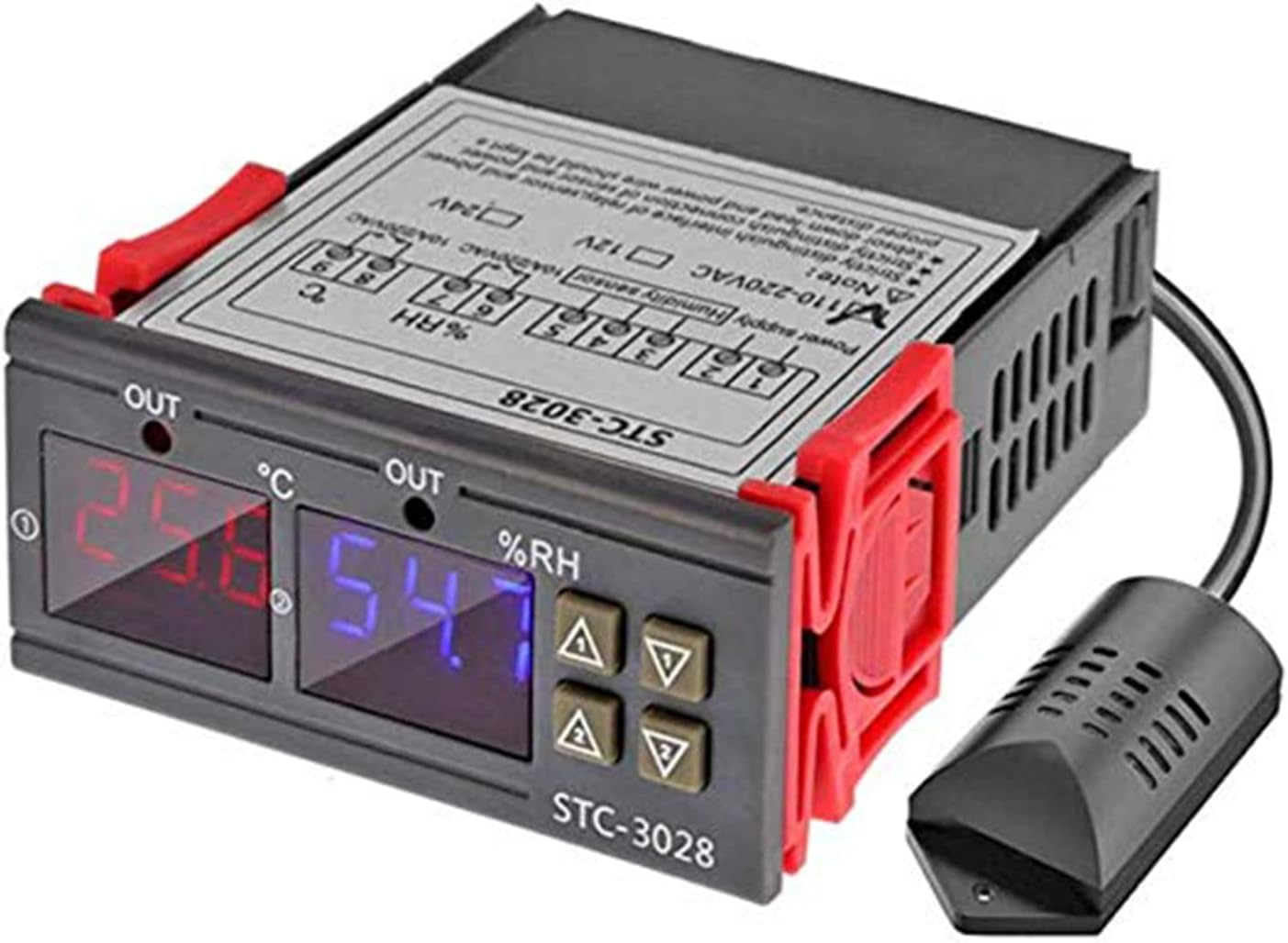 - Quick Sense Digital Temperature & Humidity Controller QS-TC03 | Dual LED Display | Dual Relay for Heating | Precision Climate Control for Incubators, Greenhouses & HVAC | 110–220V AC / 12–24V DC