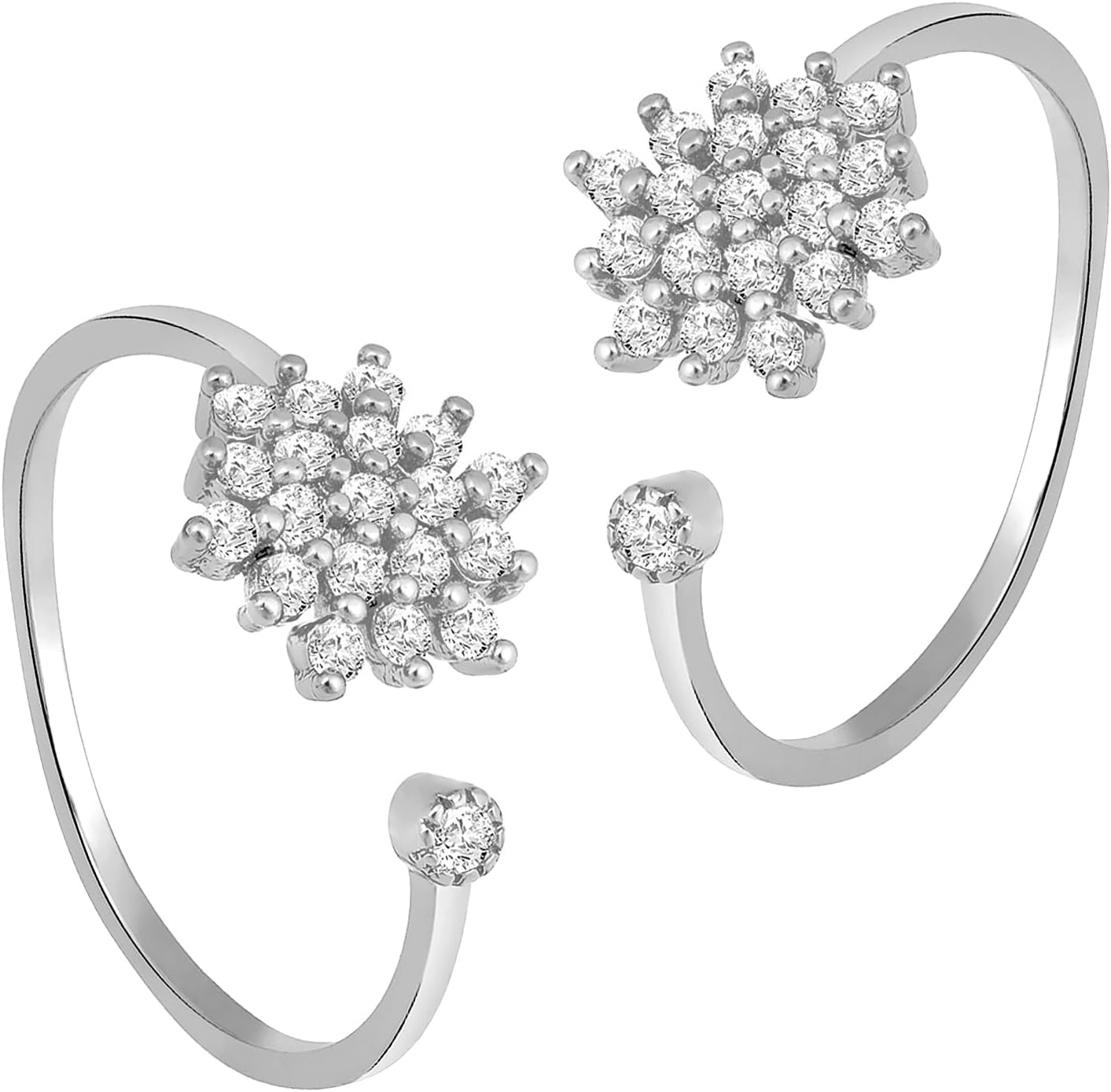 Aheli Cubic Zirconia Studded Adjustable Toe Ring Floral Bichiya Jewellery for Women