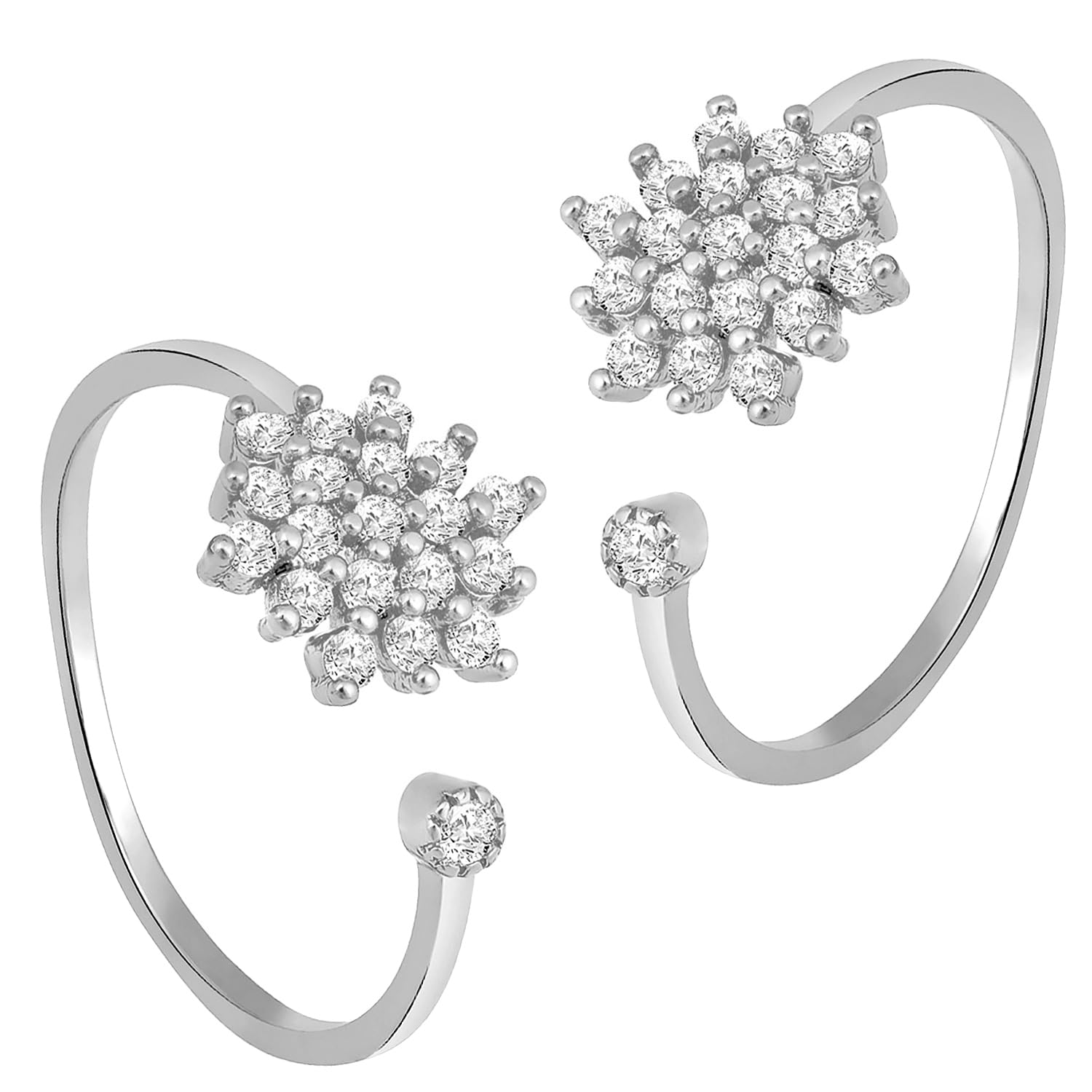 Gold Plated Rani Pink Green Cubic Zirconia Studded Stylish Toe Ring Adjustable Bichiya Fashion Jewellery