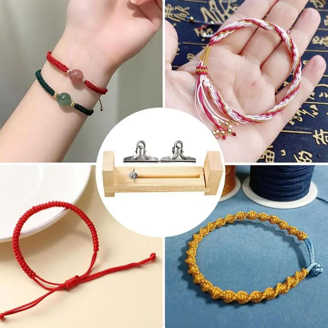 XPEX 1 Pezzi Telaio Per Braccialetti, Fabbricante Di Braccialetti Regolabile, Paracord Jig Bracelet Maker U Forma Di Legno Bracciale Jig Kit Fai Da Te Braccialetto Maglia Jig Con 2 Clips
