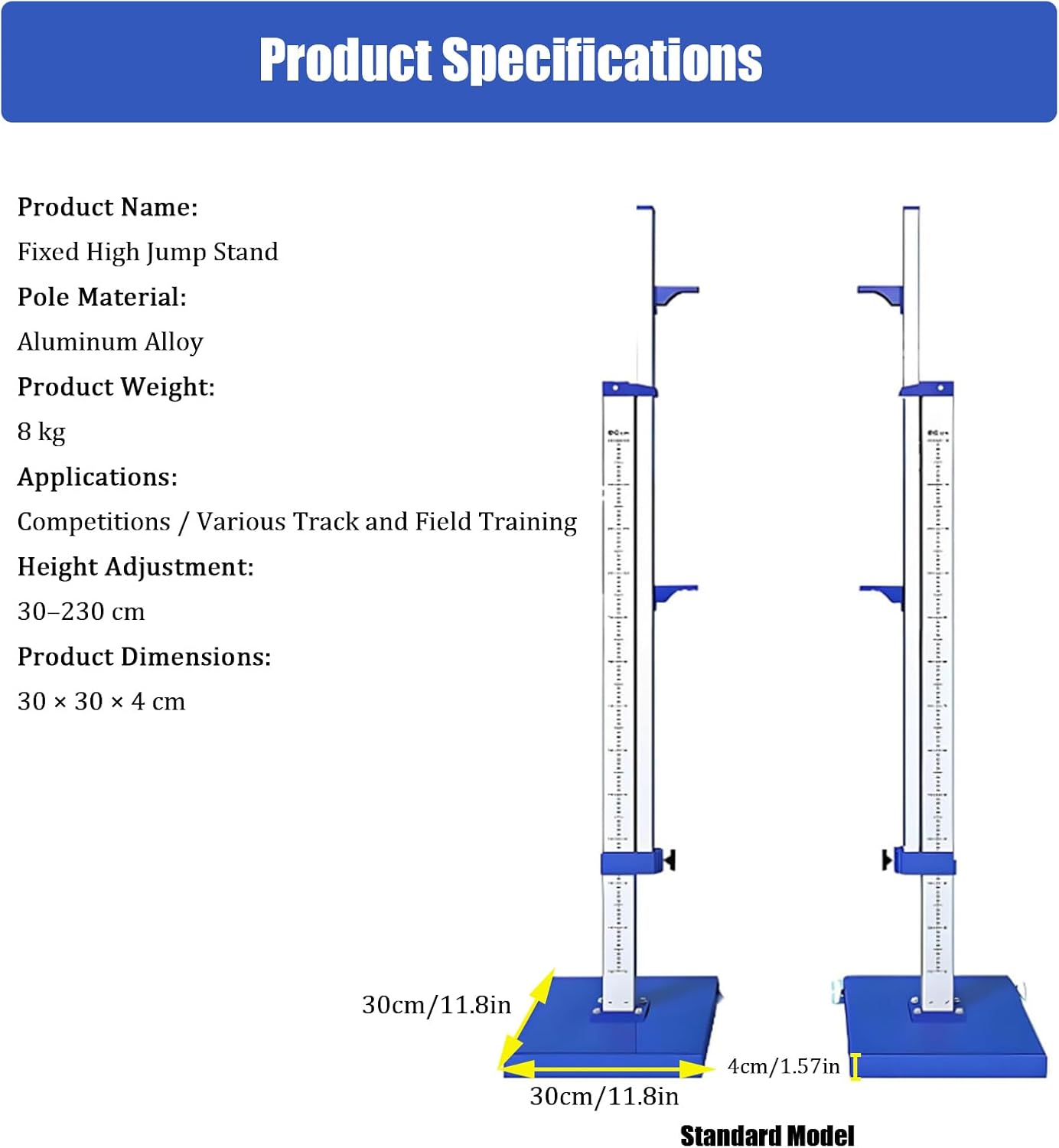 Portable Aluminum Track and Field High Jump Standards, Aluminum Track & Field High Jump Measuring Standard Adjustable High Jump Stands for Competition,Training,School Sports