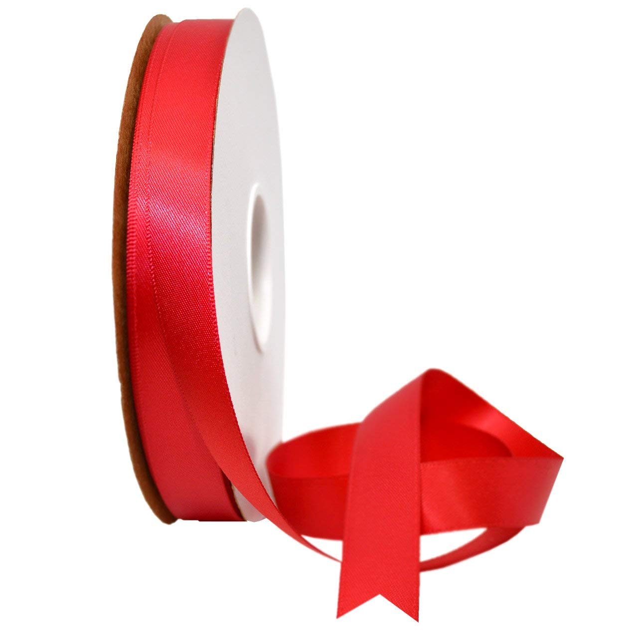 Morex Ribbon Double Face Satin Ribbon 3/8" X 50 YD Ruby Ribbon for Gift Wrapping, Birthday Gift Cards, Satin Dress for Women, Silk Ribbons for Crafts, Wedding Gifts for Couple