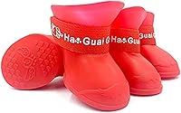 Vista 5 de Botas de lluvia de goma antideslizantes y impermeables para perros, color caramelo, cubierta para patas (negro, L)