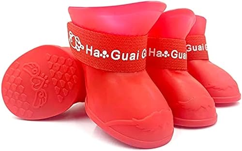 Miniatura 6 de Botas de lluvia de goma antideslizantes y impermeables de colores de caramelo para perros (azul, XXL)