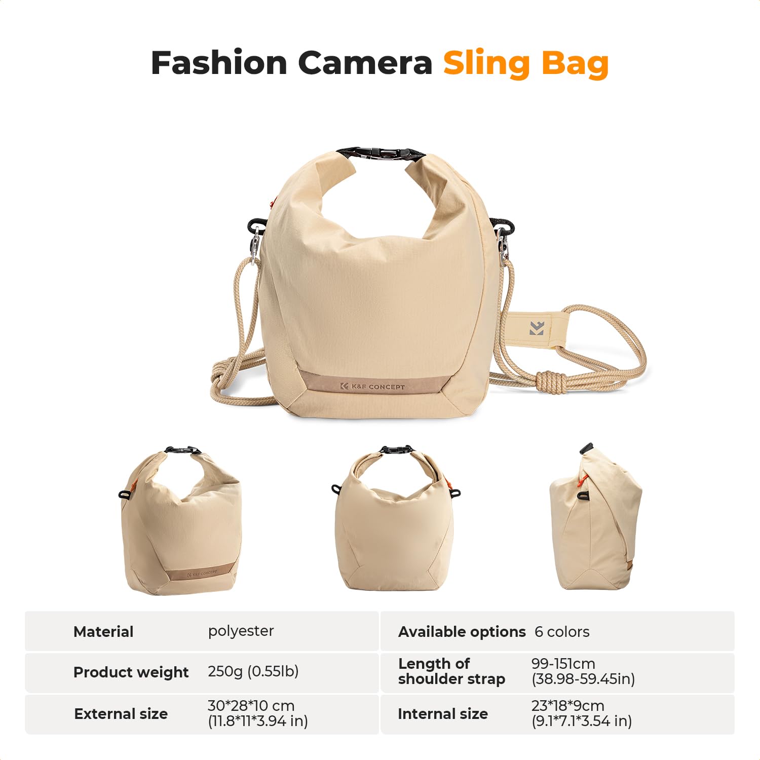 K&F CONCEPT Sac Appareil Photo, Porté à la Main Sac léger à la Mode Compatible avec Les Petits appareils Photo Reflex Compacts pour Femmes-Beige