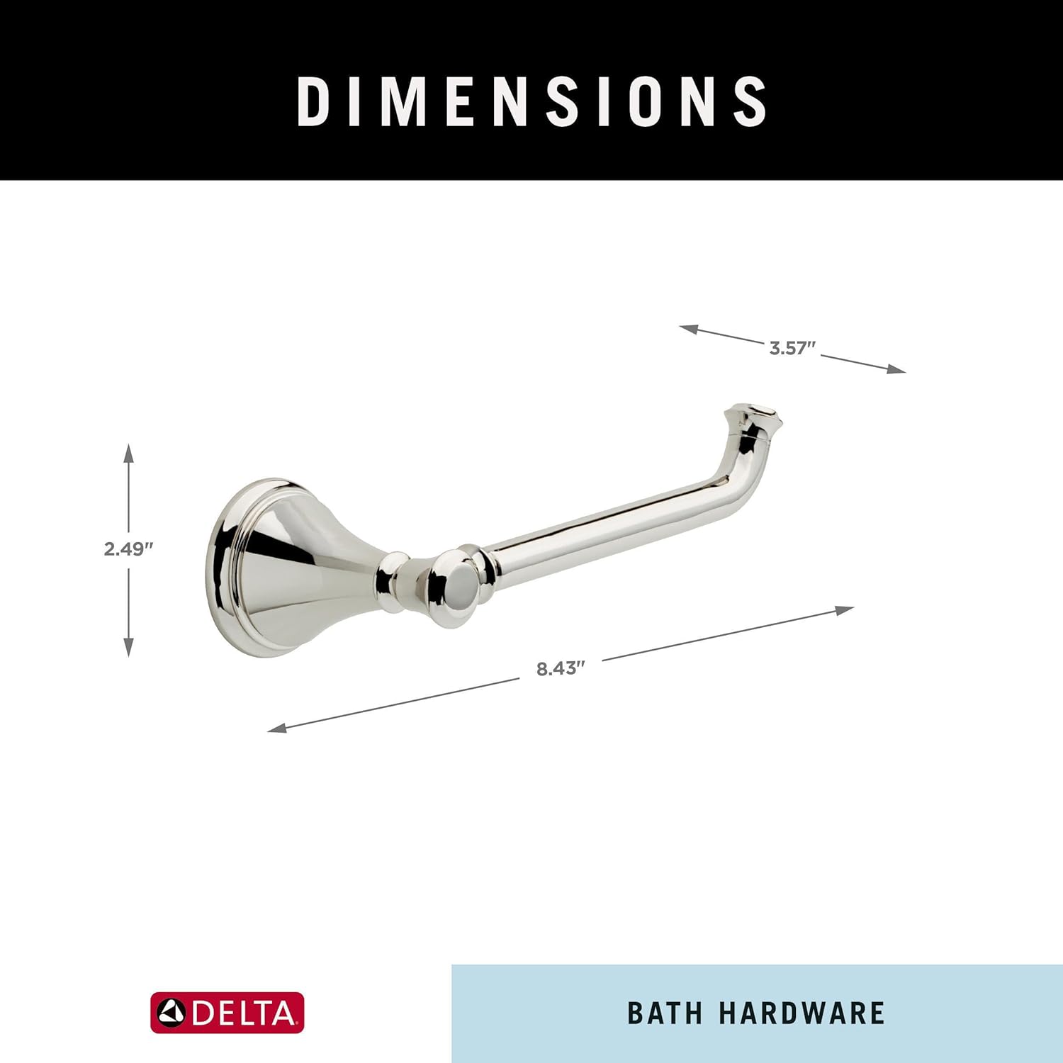 Delta Cassidy (1-Pack) Toilet Paper Holder Polished Nickel Tissue Roll Holder for Bathroom Organization and Storage Single Post Toilet Tissue Holder Wall Bathroom Accessories 79750-PN - Image 2