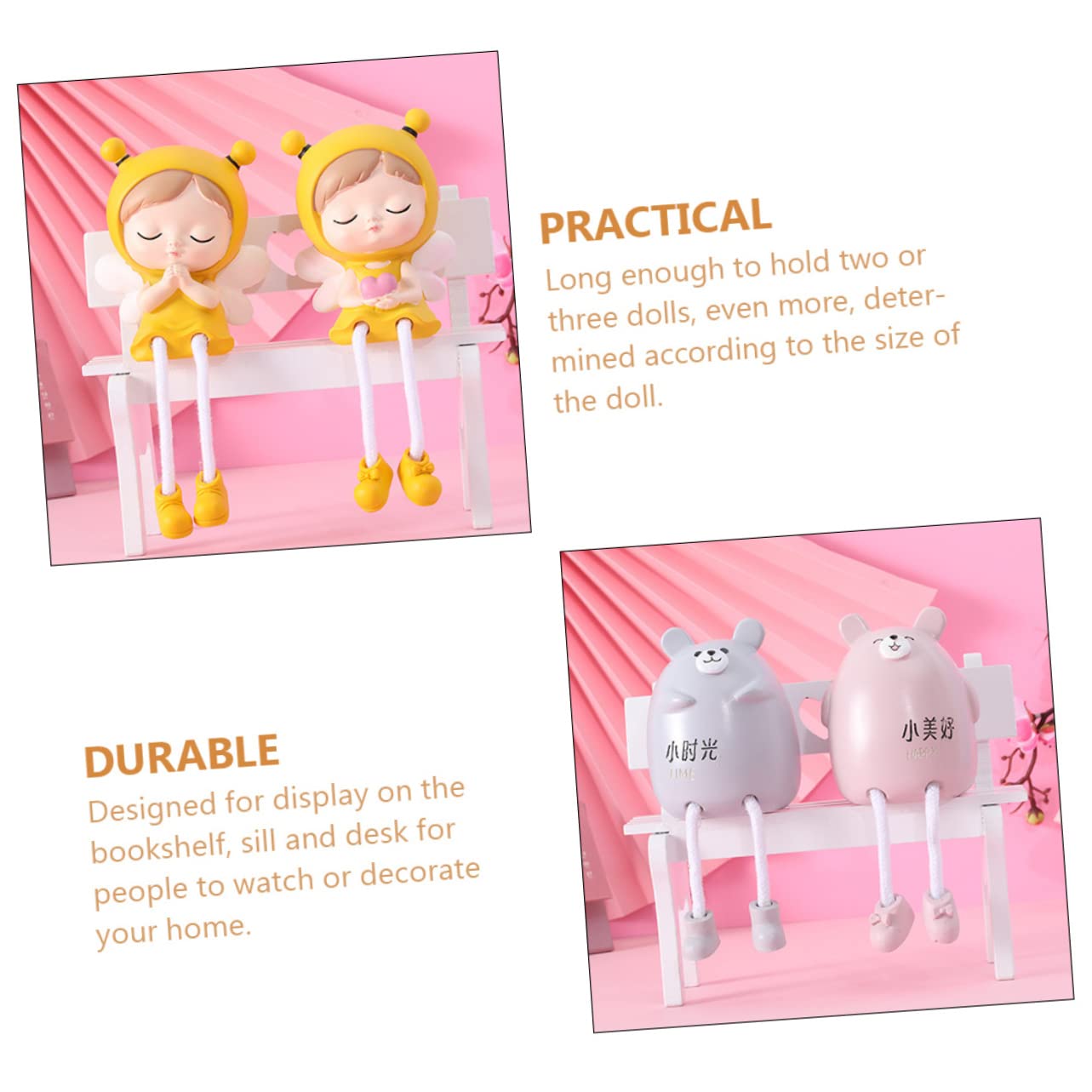 CIYODO Hanging Foot Doll Chairs 3pcs Mini Doll Stools DIY Decorative Furniture Photo Props