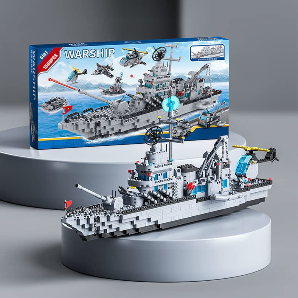STEM 6 in1 Warship Military Battleship Building Block Set Toy